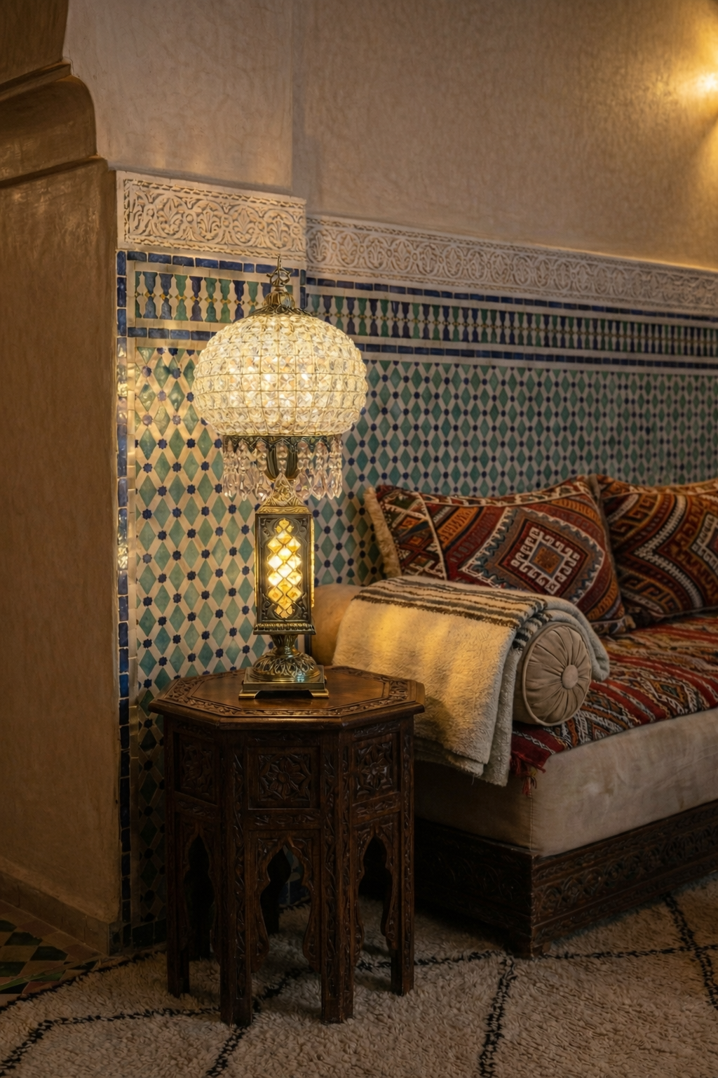 Lampe de Table "Perle du Palais", pretigieuse  en laiton et cristaux de la premiere qualité. signéé LUSTREAL