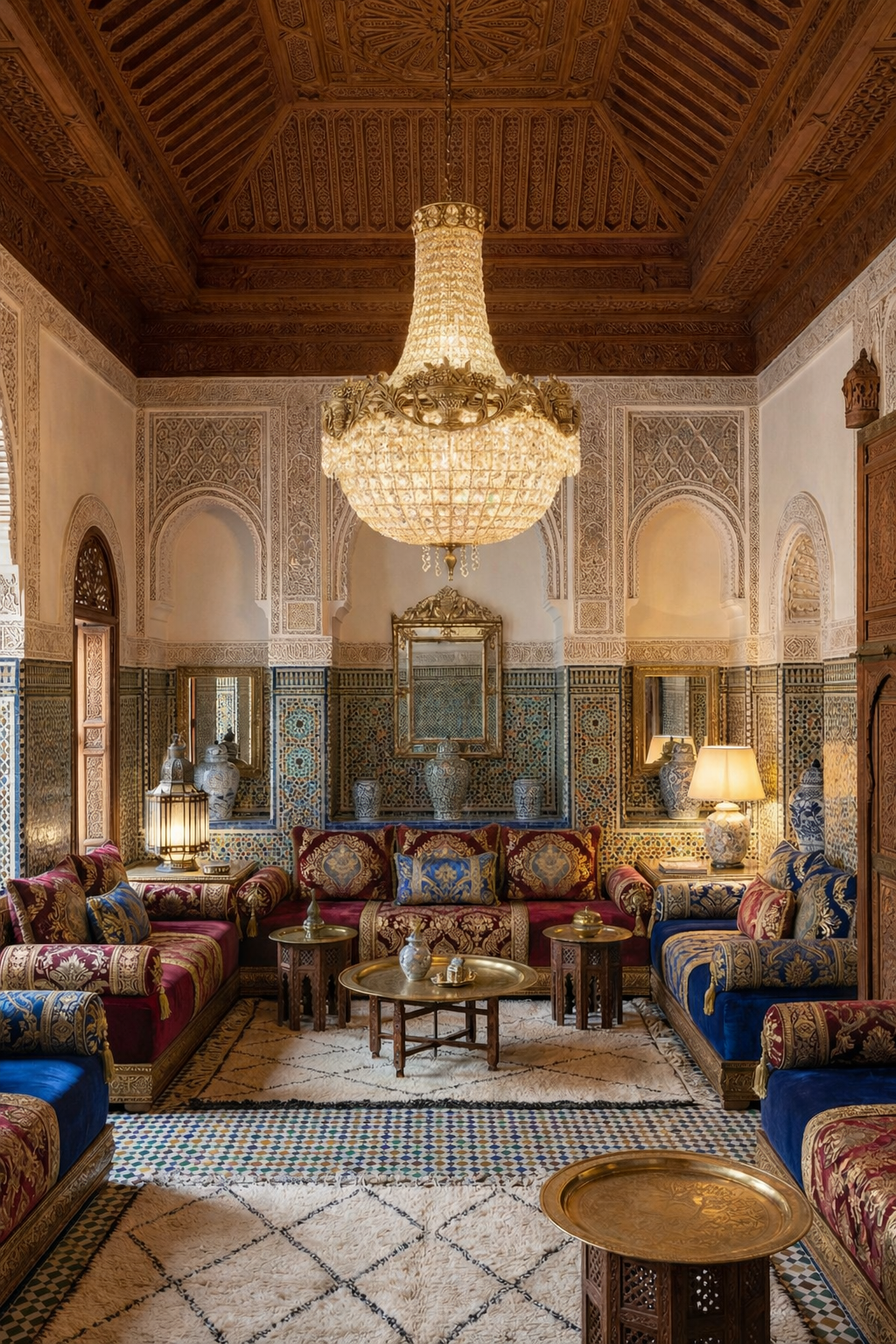 Lustre Empire marocaine,  luxueuse en laiton et cristaux de la première qualité LUSTREAL