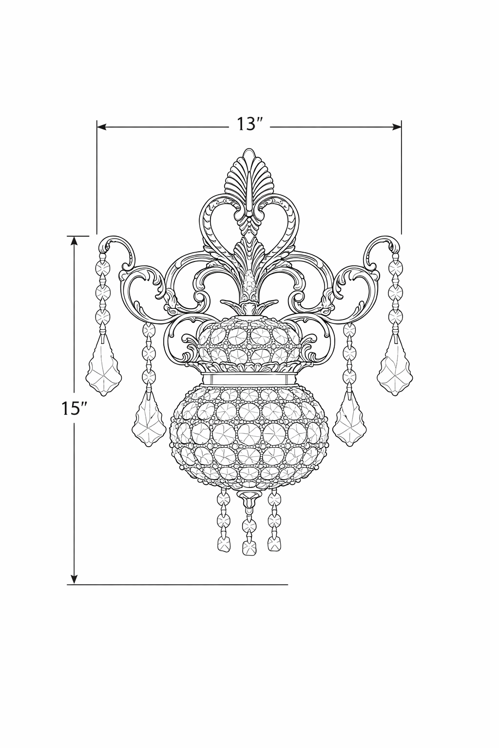Lustreal: Applique murale marocaine prestigieuse en laiton travaillé et cristaux de première qualité, signée LUSTREAL.