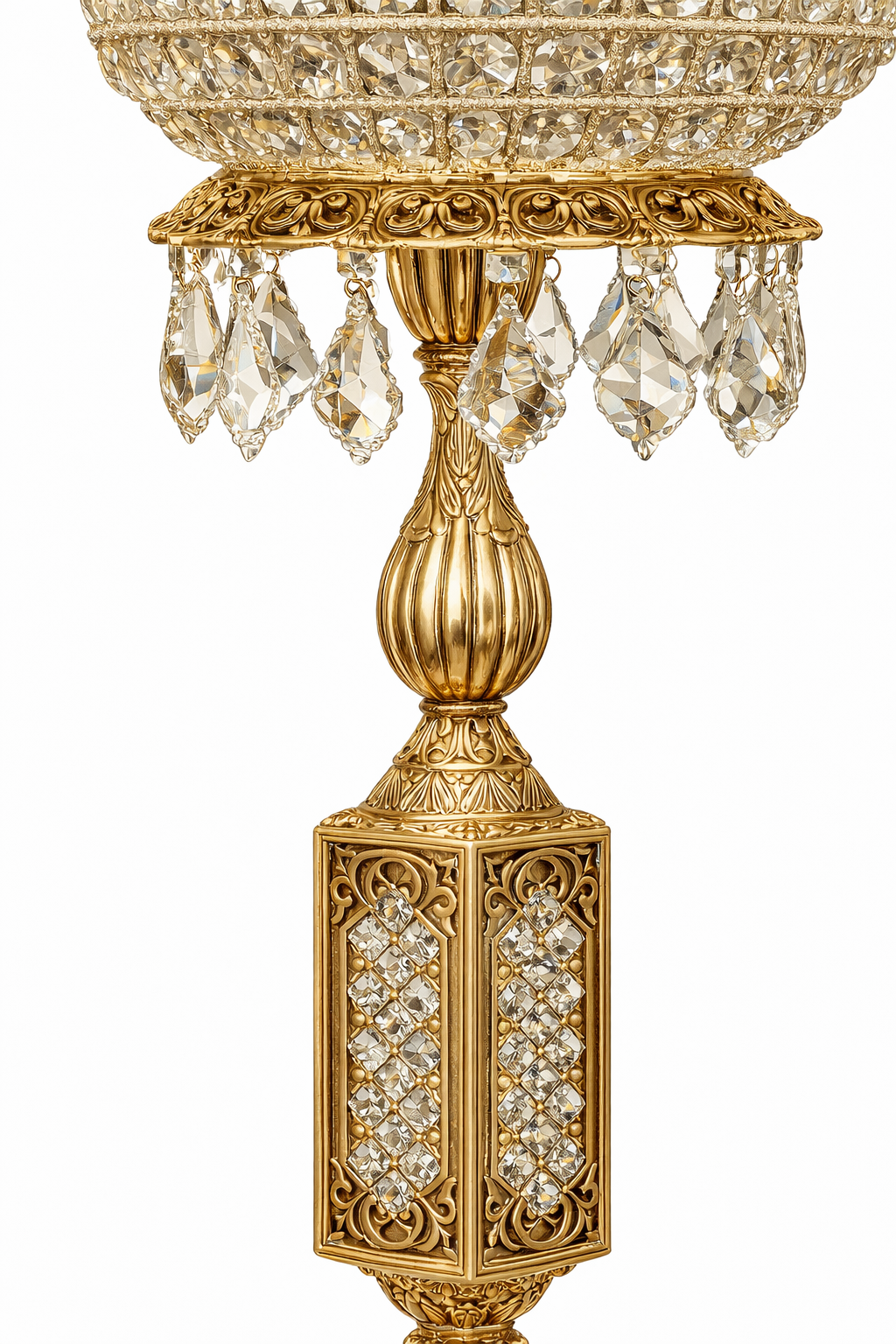 Lustreal: Lampe Colonne Royale – Design Baroque Louis XV avec Pendentifs en Cristal-tete pivotante