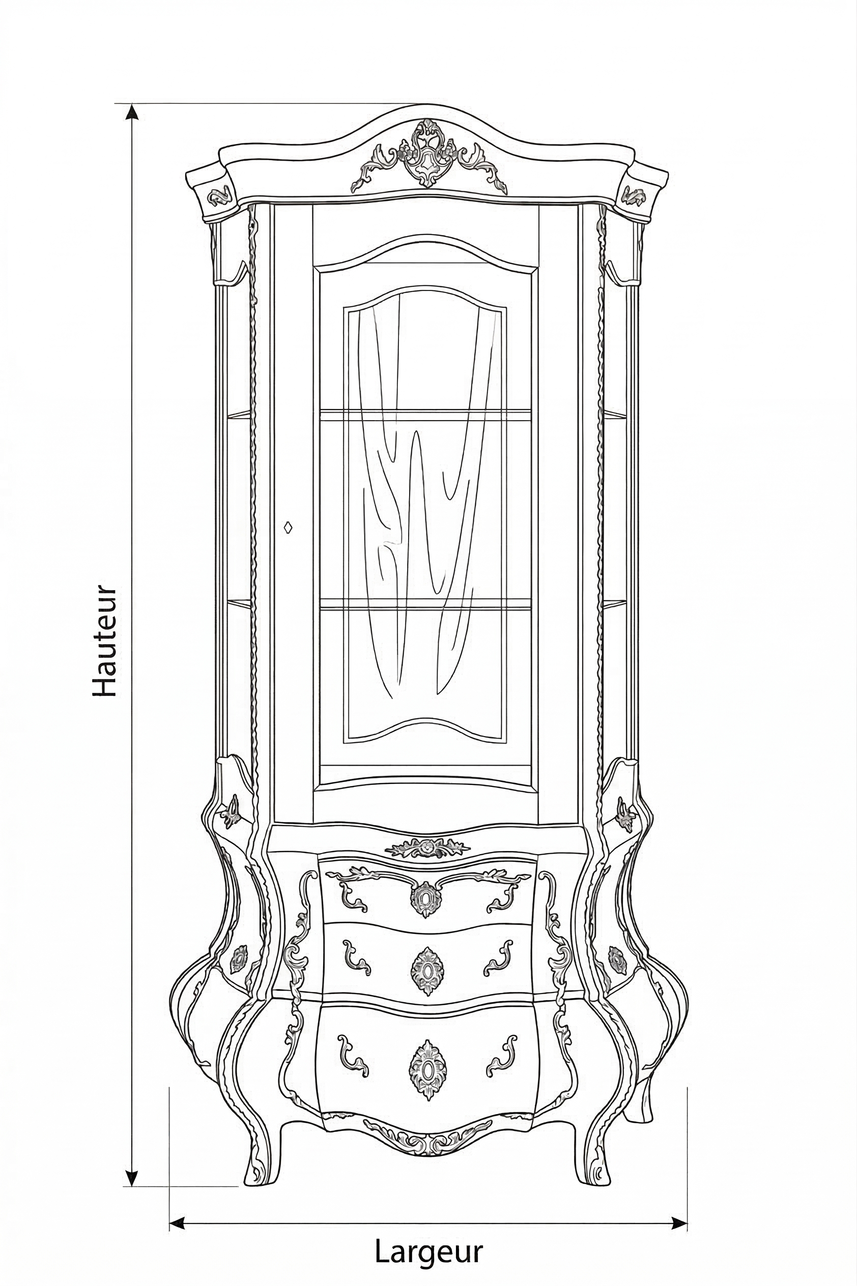 Lustreal: Vitrine antique en bois foncer