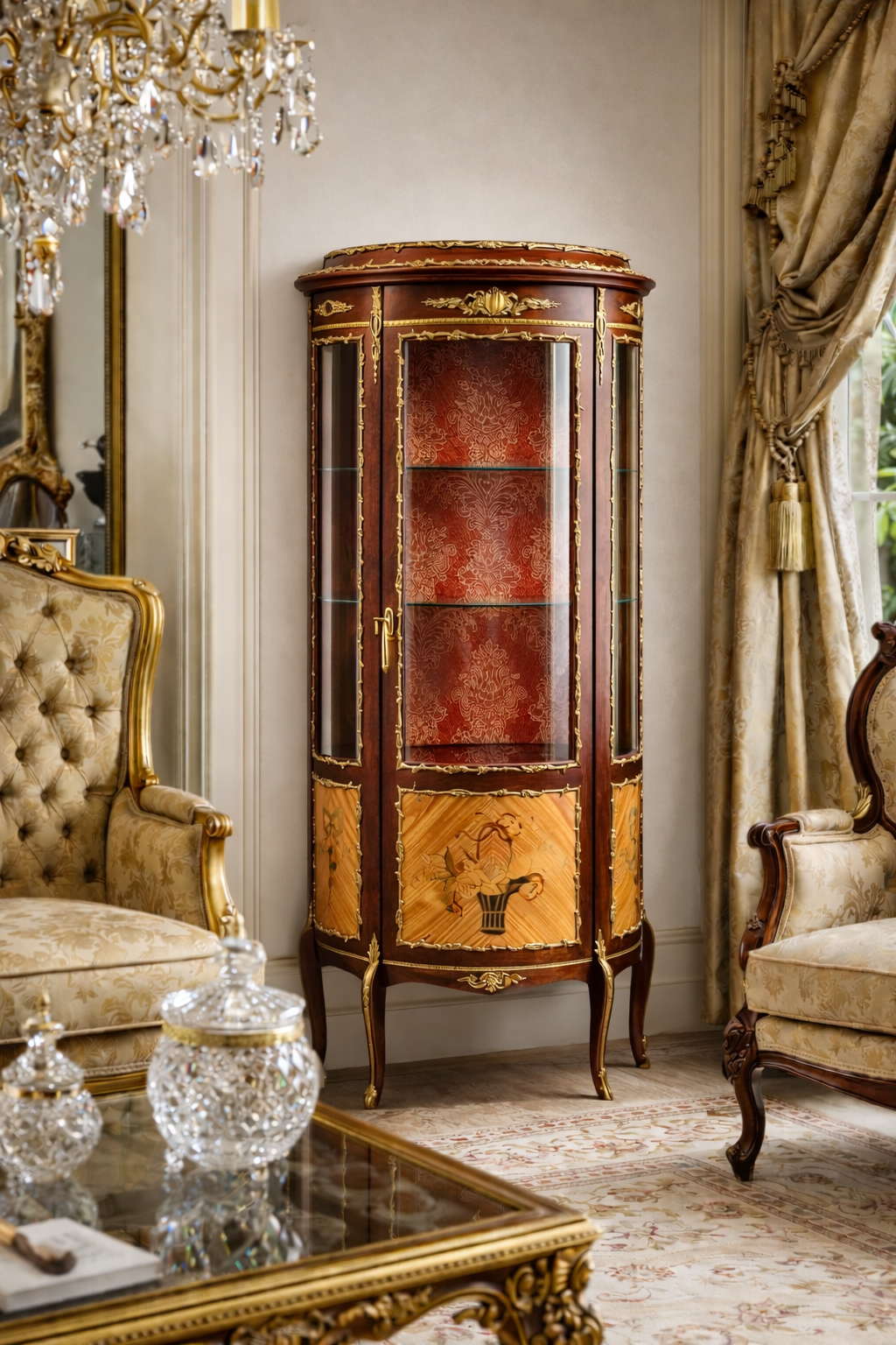 Lustreal: Vitrine_en_bois_d_acajou_dore