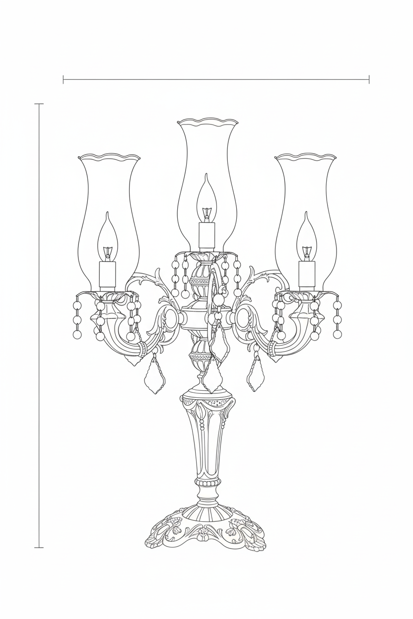 Lustreal: abajour de table antique avec lampes ornnées.
