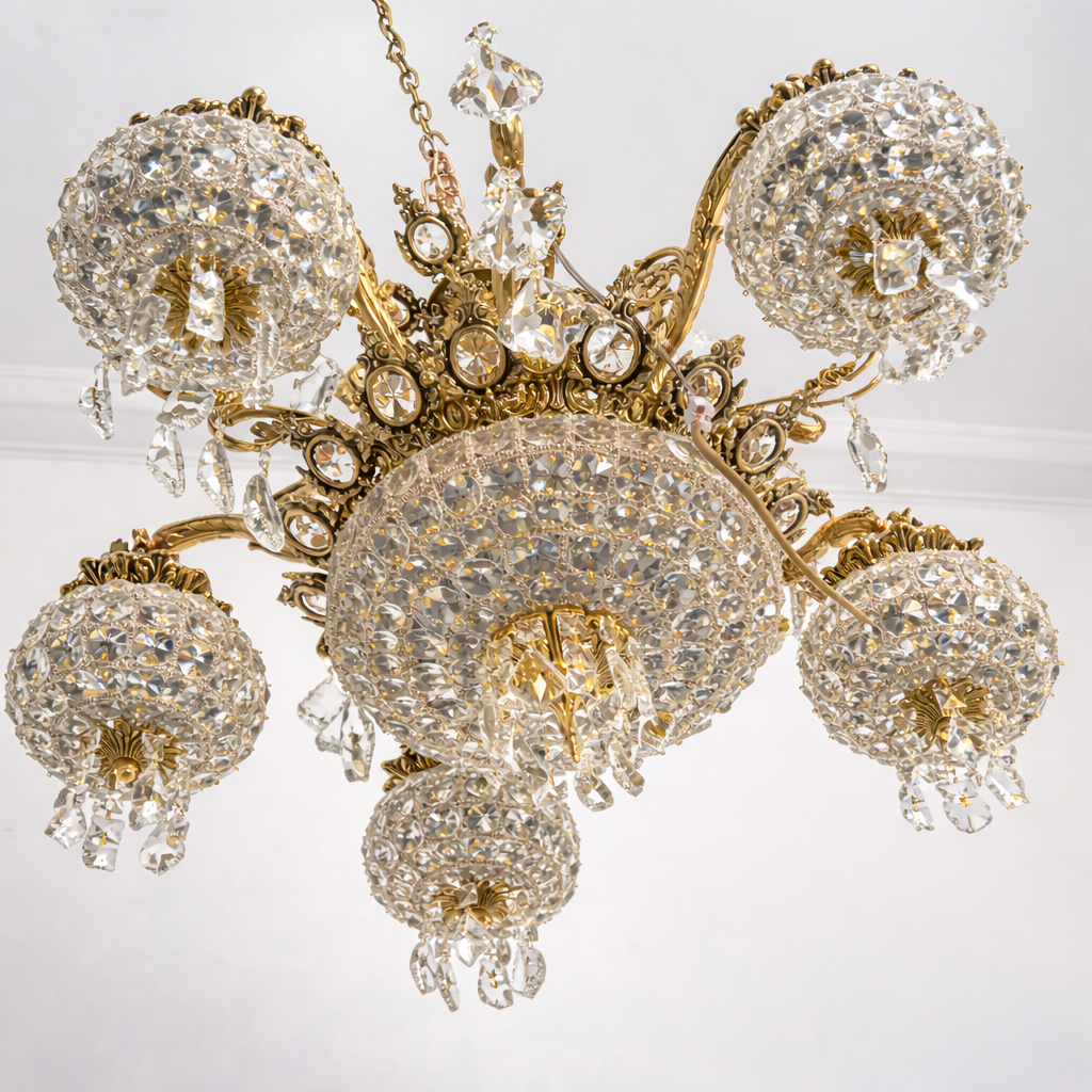 Lustreal: lustre 5 bras en laiton