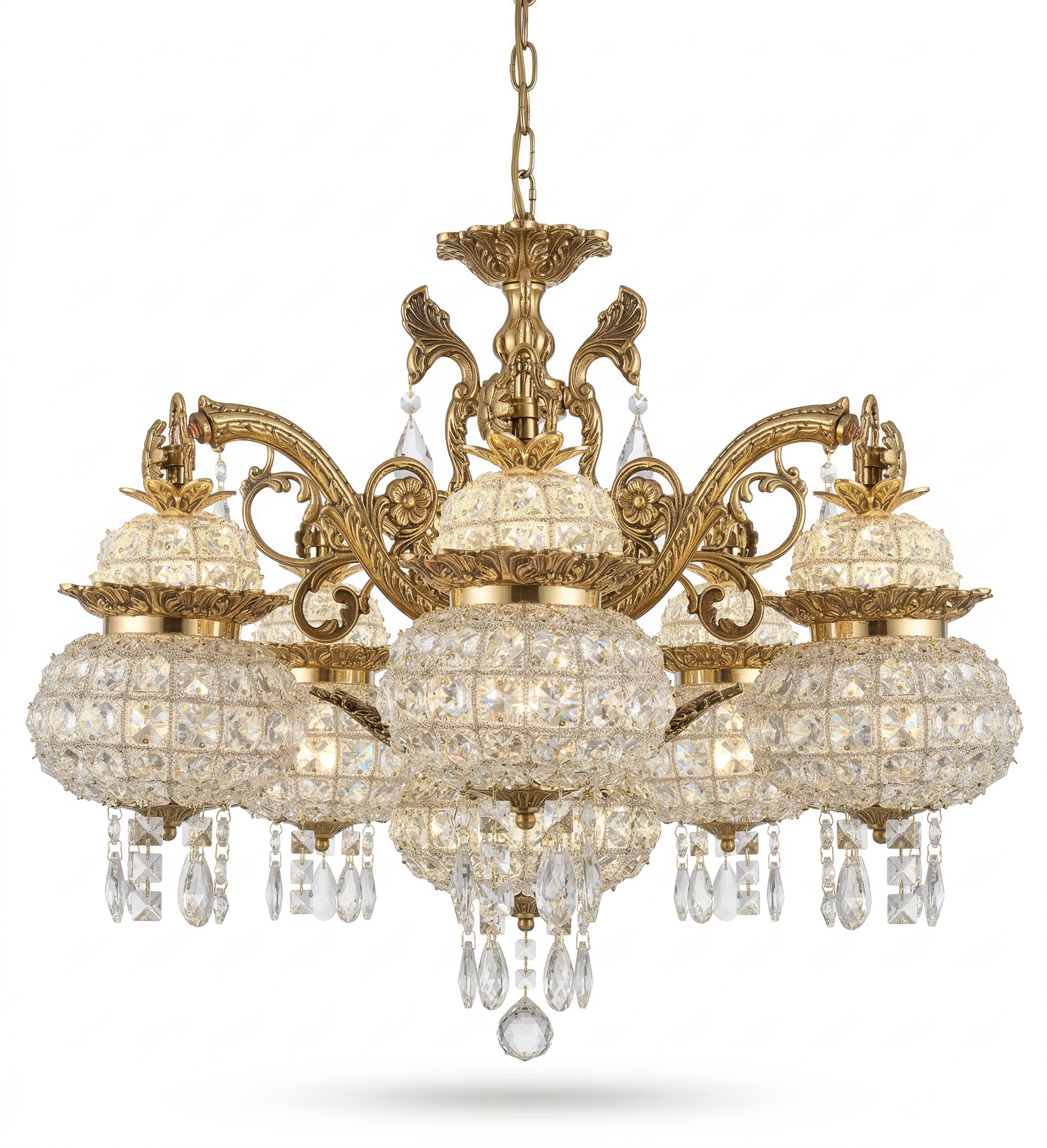 Lustreal: lustre 5 bras en laiton