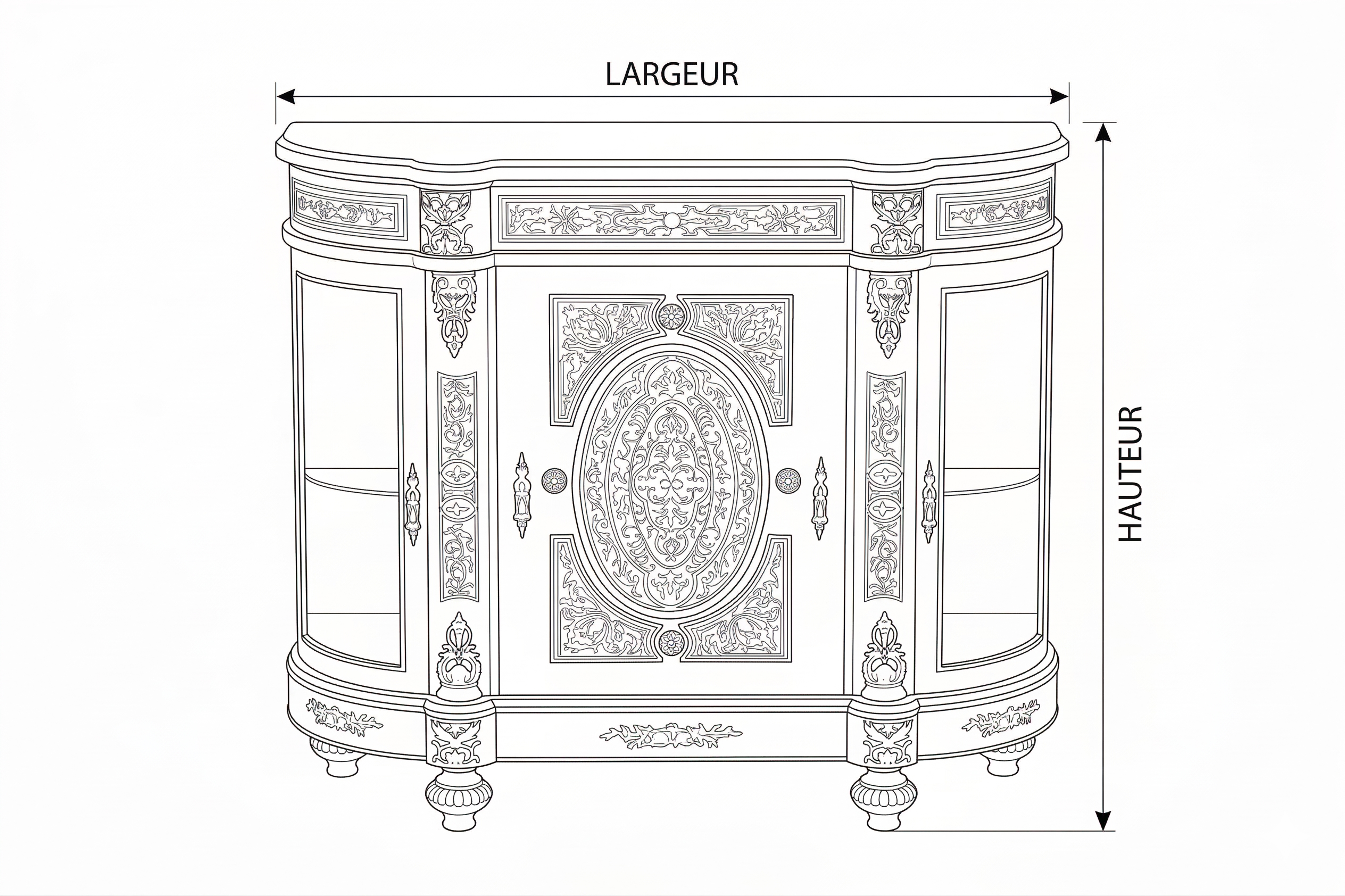 Lustreal: Meuble de Rangement Galbé à Marqueterie d'Or