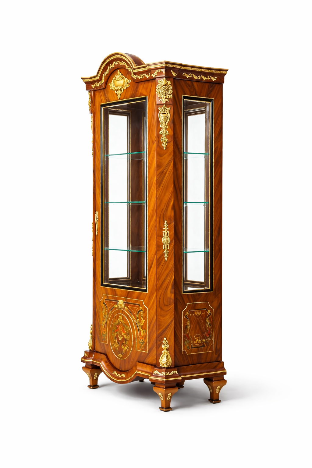 Lustreal: Vitrine de Luxe en Bois de Rose avec Marqueterie et Dorures